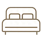 Início 2 cama de hotel em ícone