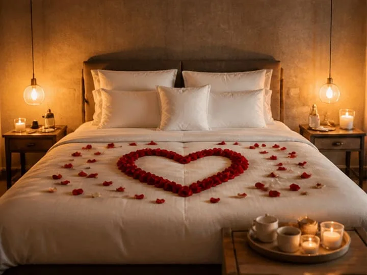 Chambre romantique prête pour la lune de miel