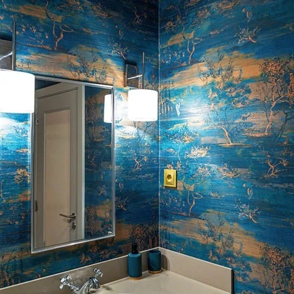 Casa de banho azul do Quarto Yugen